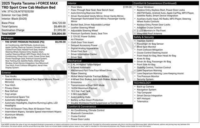 used 2025 Toyota Tacoma Hybrid car, priced at $45,900