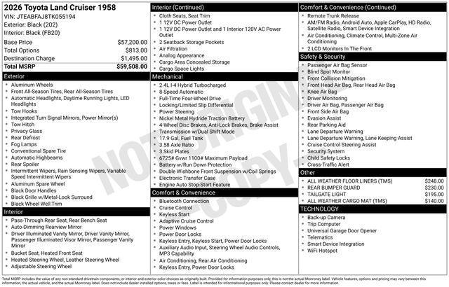 new 2026 Toyota Land Cruiser car, priced at $61,757