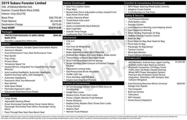 used 2019 Subaru Forester car, priced at $21,500