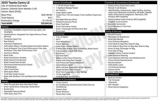 used 2025 Toyota Camry car, priced at $23,200