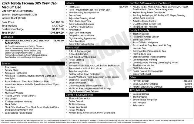 used 2024 Toyota Tacoma car, priced at $34,300