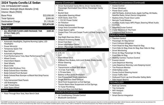 used 2024 Toyota Corolla car, priced at $18,600