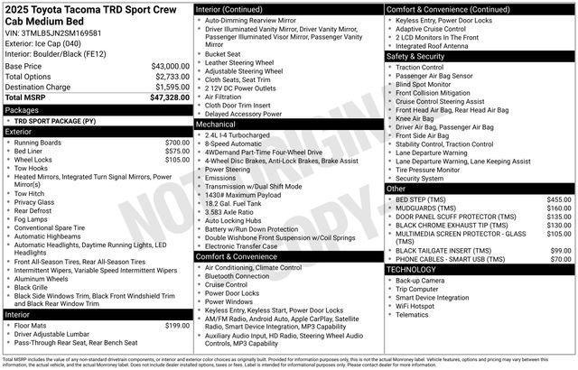 new 2025 Toyota Tacoma car, priced at $44,530