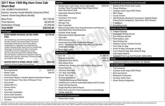 used 2017 Ram 1500 car, priced at $21,600