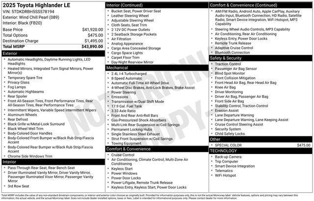 used 2025 Toyota Highlander car, priced at $36,300