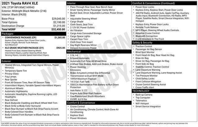 used 2021 Toyota RAV4 car, priced at $19,500