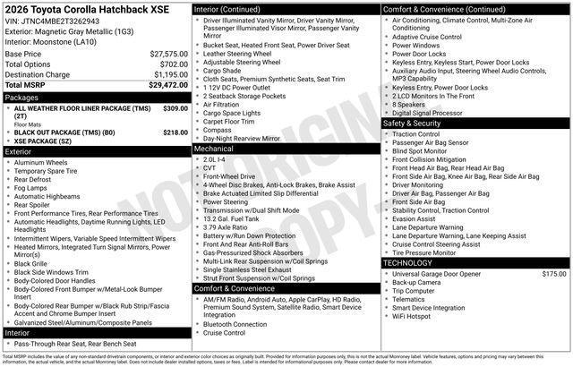 new 2026 Toyota Corolla car, priced at $28,522