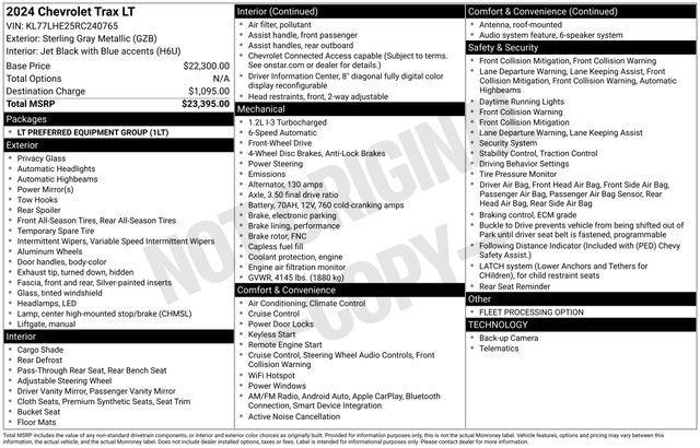 used 2024 Chevrolet Trax car, priced at $19,300