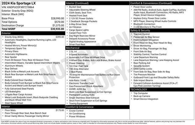 used 2024 Kia Sportage car, priced at $20,500