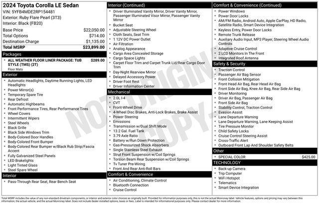 used 2024 Toyota Corolla car, priced at $20,500