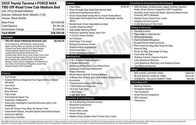 new 2025 Toyota Tacoma Hybrid car, priced at $54,464