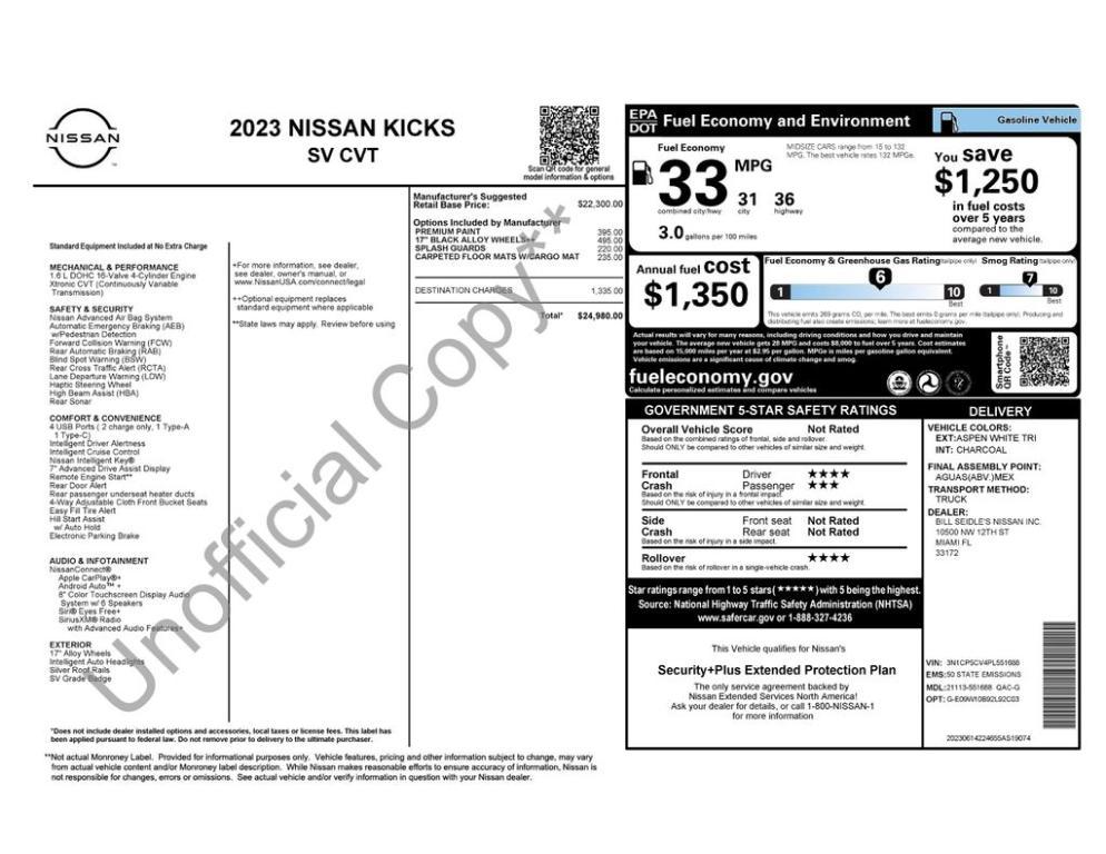 used 2023 Nissan Kicks car, priced at $18,421