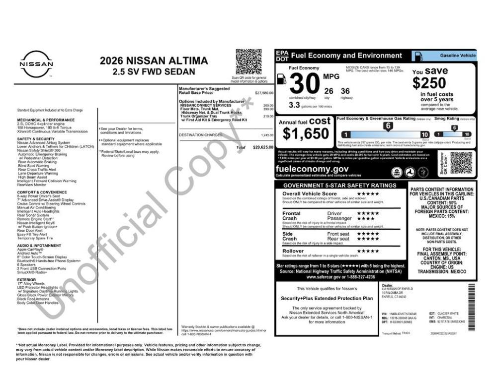 new 2026 Nissan Altima car, priced at $27,381