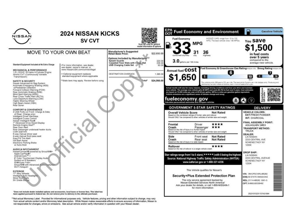 used 2024 Nissan Kicks car, priced at $19,999