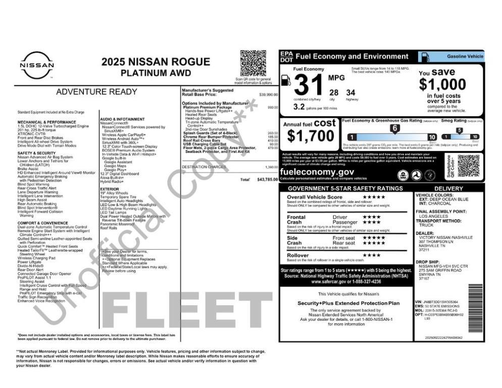 new 2025 Nissan Rogue car, priced at $41,785