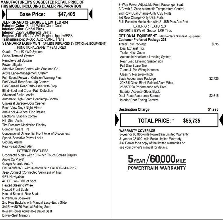 new 2025 Jeep Grand Cherokee L car, priced at $47,366