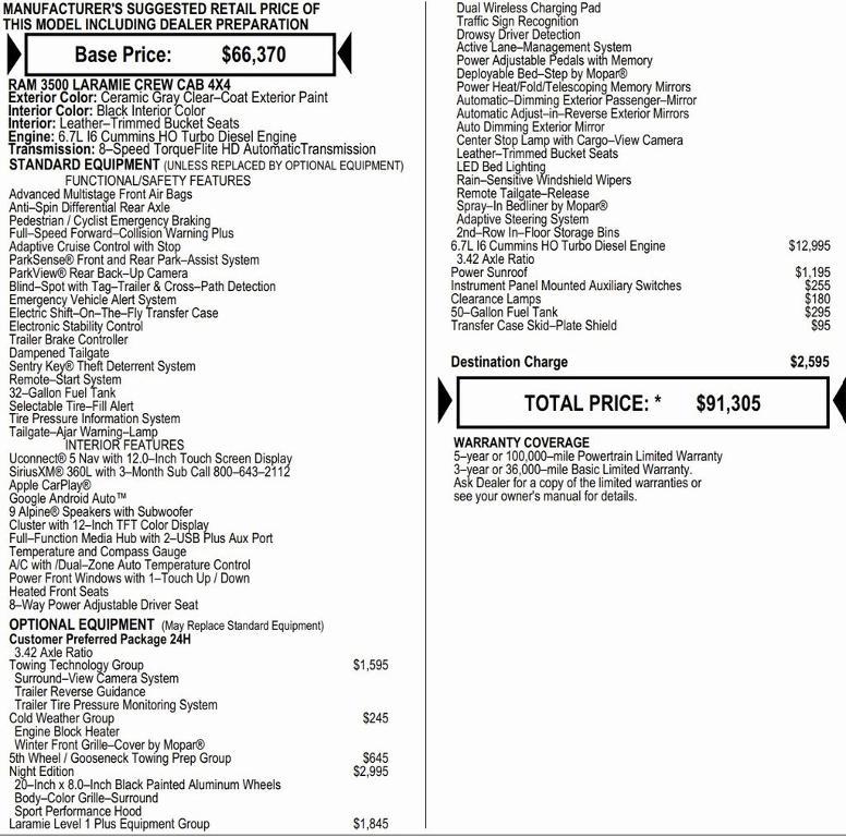 new 2026 Ram 3500 car, priced at $79,995