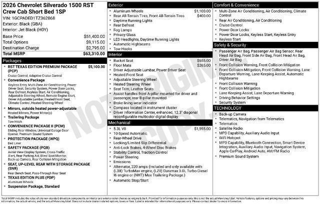 new 2026 Chevrolet Silverado 1500 car, priced at $51,719