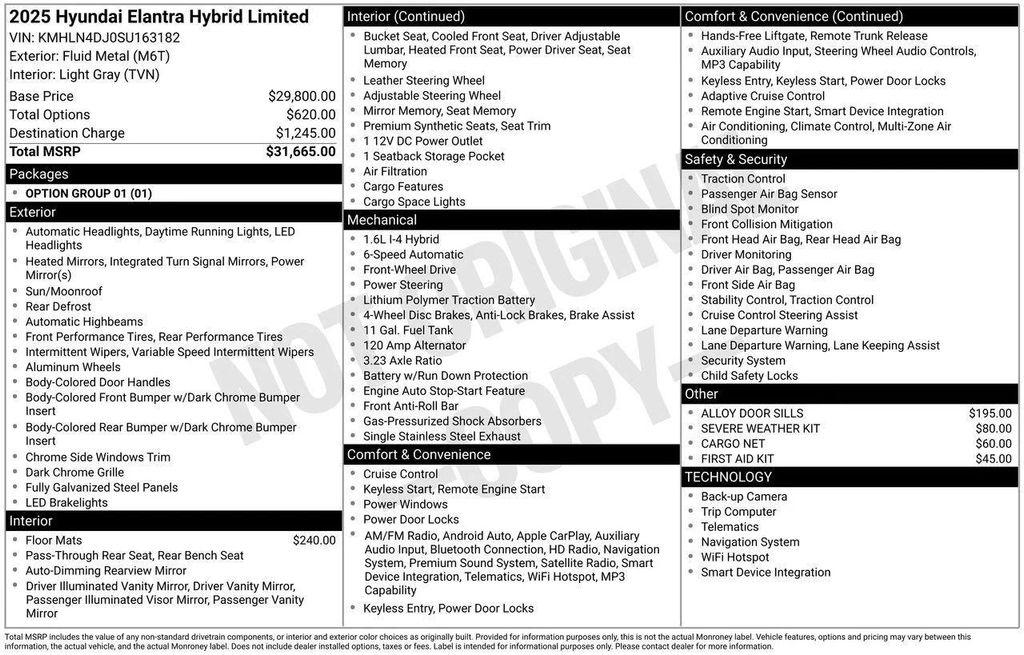 new 2025 Hyundai ELANTRA HEV car, priced at $25,070