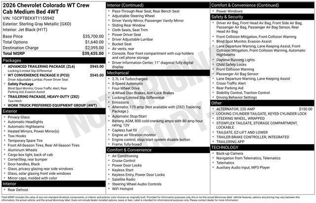 new 2026 Chevrolet Colorado car, priced at $31,800