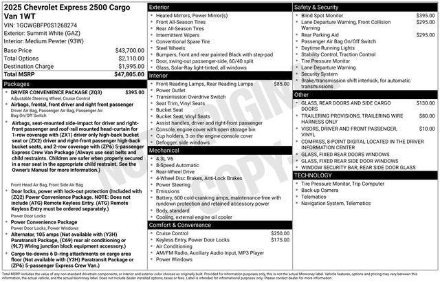 new 2025 Chevrolet Express 2500 car, priced at $47,555