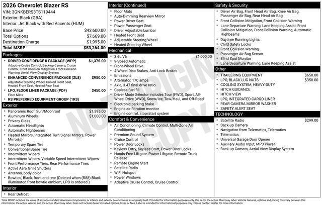 new 2026 Chevrolet Blazer car, priced at $45,636