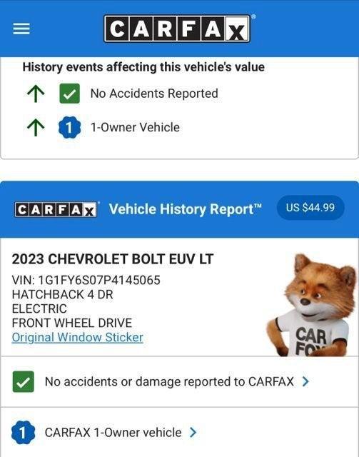 used 2023 Chevrolet Bolt EUV car, priced at $18,974