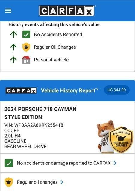 used 2024 Porsche 718 Cayman car, priced at $76,954