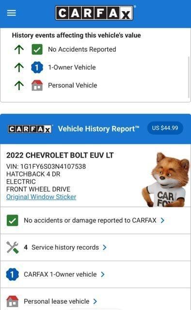 used 2022 Chevrolet Bolt EUV car, priced at $17,574