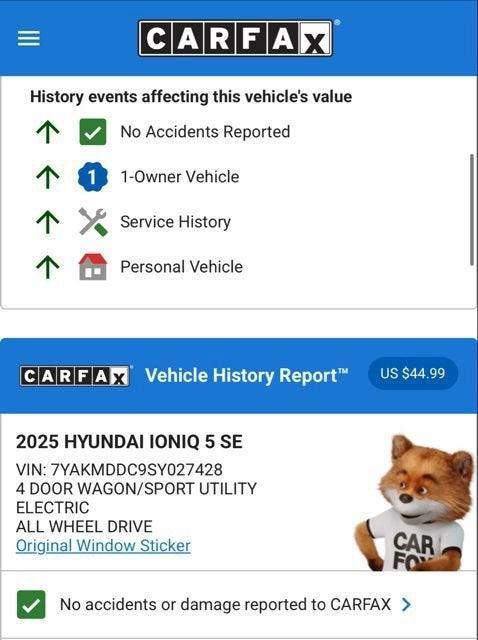used 2025 Hyundai IONIQ 5 car, priced at $29,974