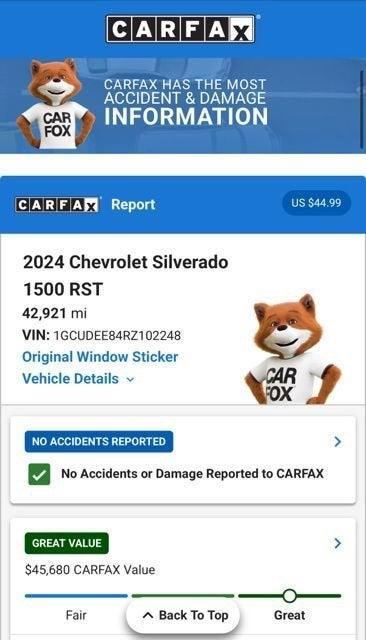 used 2024 Chevrolet Silverado 1500 car, priced at $42,974