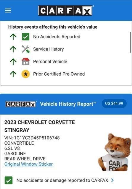 used 2023 Chevrolet Corvette car, priced at $76,974