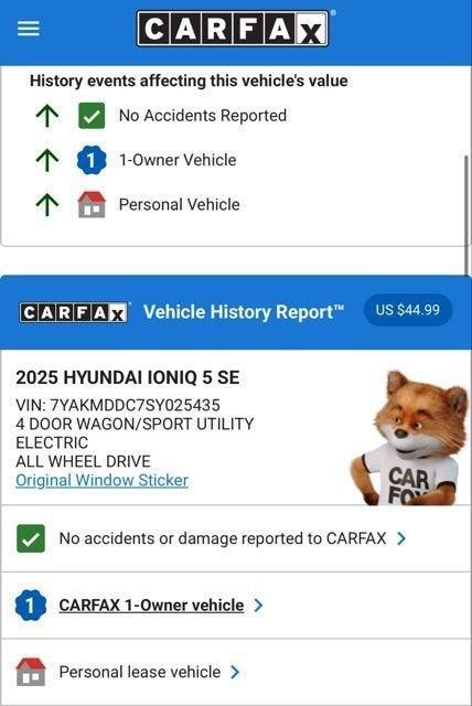 used 2025 Hyundai IONIQ 5 car, priced at $29,974