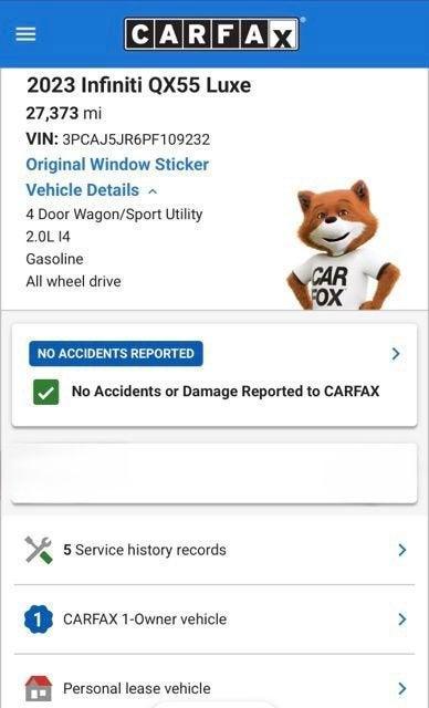 used 2023 INFINITI QX55 car, priced at $31,974