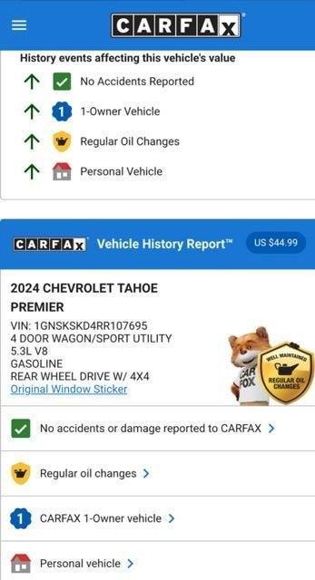 used 2024 Chevrolet Tahoe car, priced at $63,974