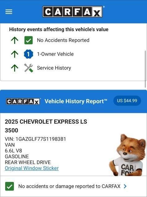 used 2025 Chevrolet Express 3500 car, priced at $48,894