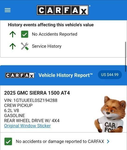 used 2025 GMC Sierra 1500 car, priced at $59,524