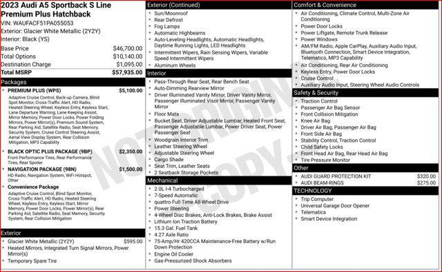 used 2023 Audi A5 Sportback car, priced at $42,988