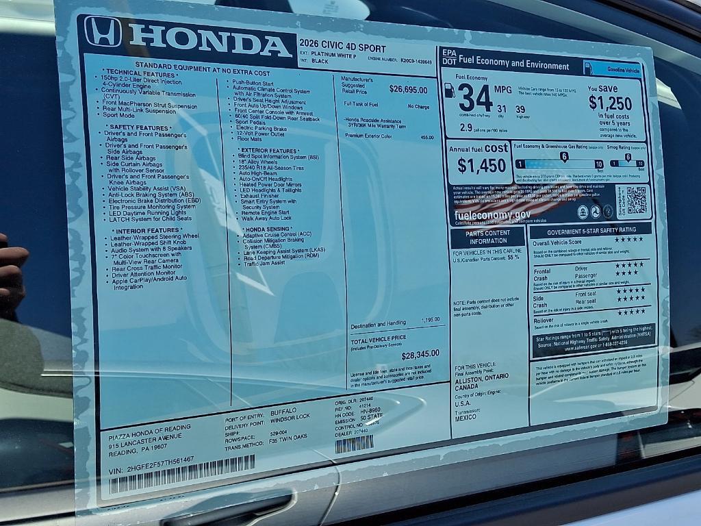 new 2026 Honda Civic car