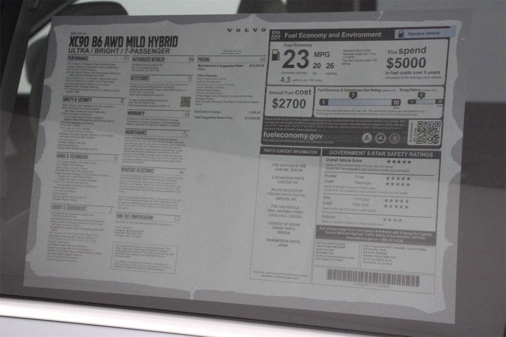 new 2026 Volvo XC90 car, priced at $74,645