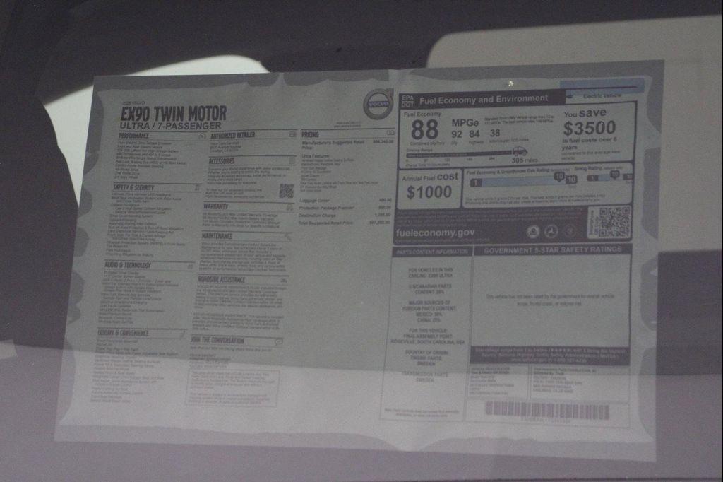 new 2026 Volvo EX90 car, priced at $87,080
