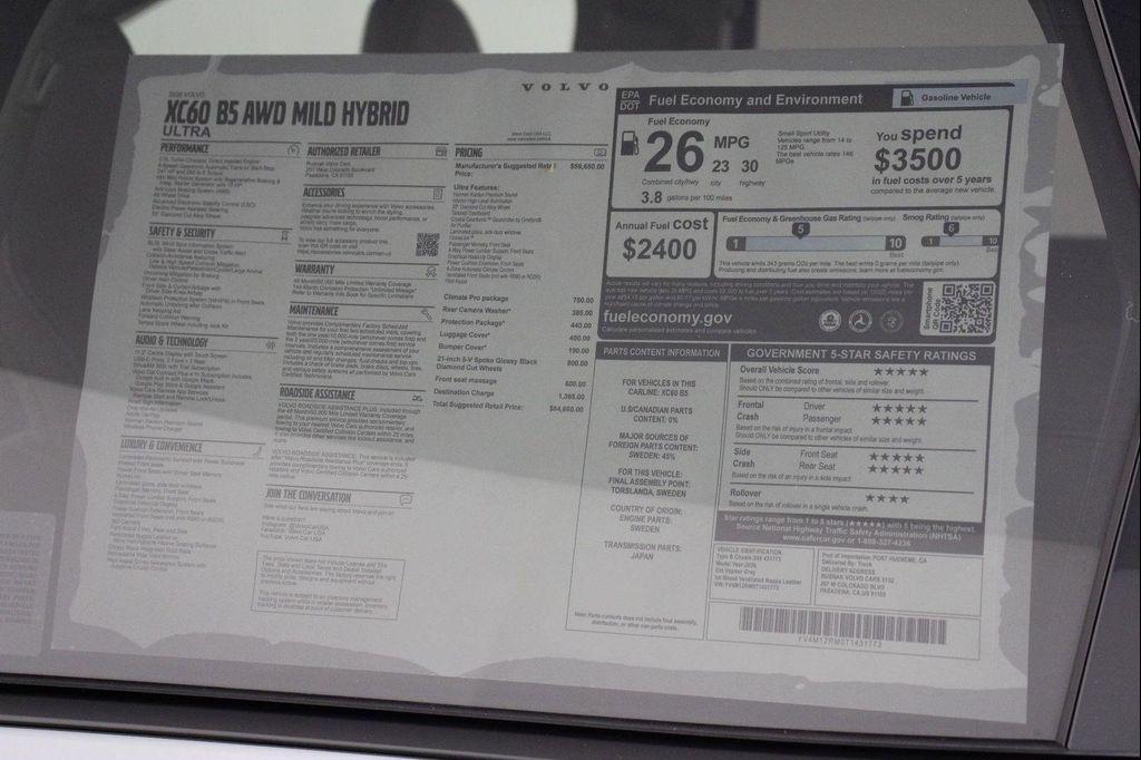 new 2026 Volvo XC60 car, priced at $64,660