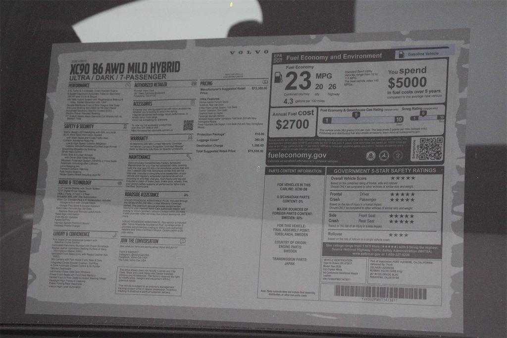 new 2026 Volvo XC90 car, priced at $75,535