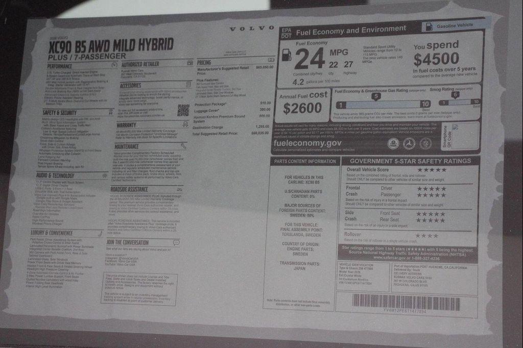 new 2026 Volvo XC90 car, priced at $68,035