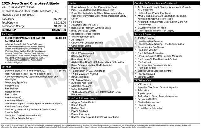 new 2026 Jeep Grand Cherokee car, priced at $46,025
