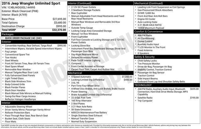 used 2016 Jeep Wrangler Unlimited car, priced at $18,667