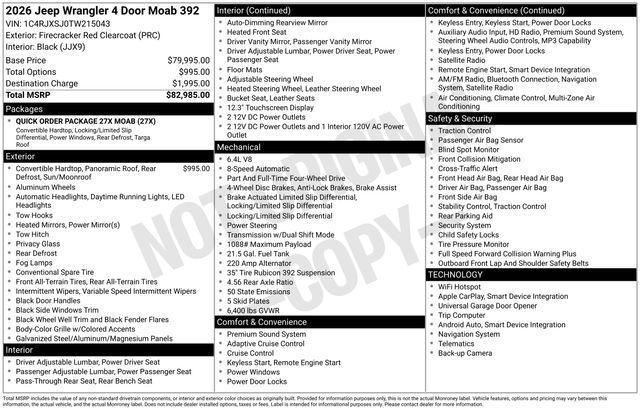 new 2026 Jeep Wrangler car, priced at $82,985