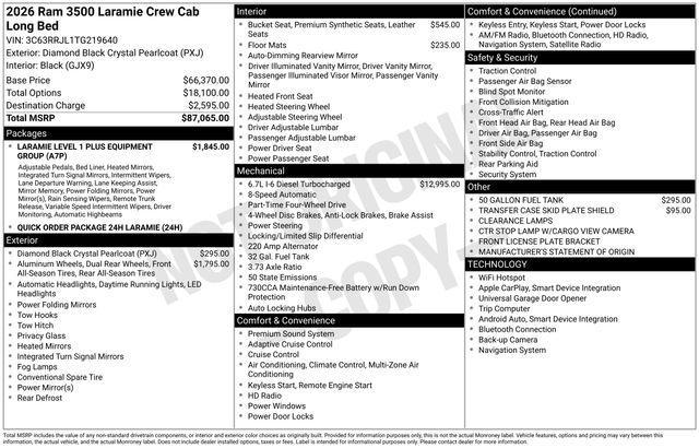 new 2026 Ram 3500 car, priced at $79,520