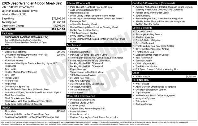 new 2026 Jeep Wrangler car, priced at $83,745