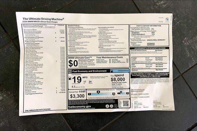 new 2026 BMW M850 car, priced at $115,450